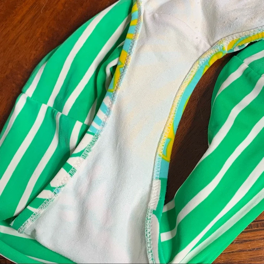 Rip Curl Striped Leaf Print Fold Down Bikini Bottoms